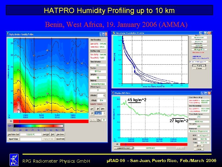 HATPRO Humidity Profiling up to 10 km Benin, West Africa, 19. January 2006 (AMMA)