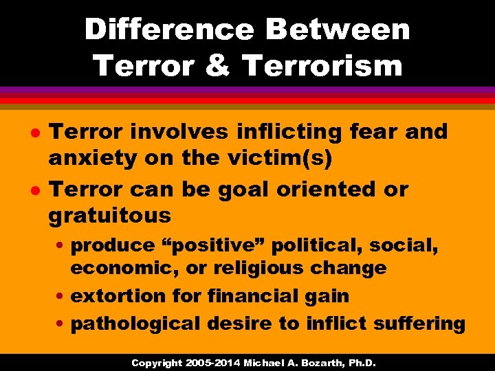 Difference Between Terror & Terrorism l l Terror involves inflicting fear and anxiety on