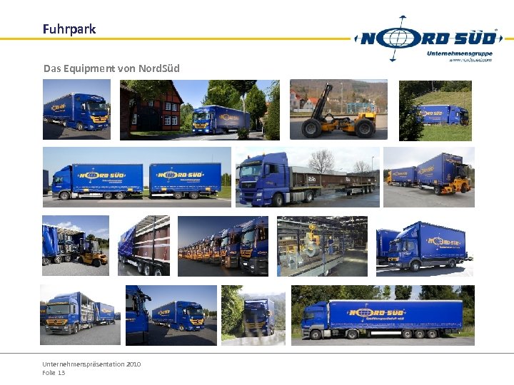 Fuhrpark Das Equipment von Nord. Süd Unternehmenspräsentation 2010 Folie 13 