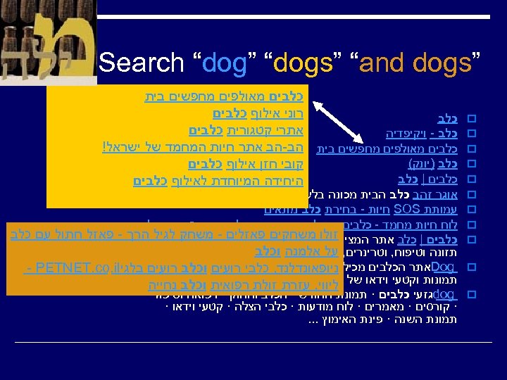  ” Search “dog” “dogs” “and dogs o o o o o כלבים מאולפים