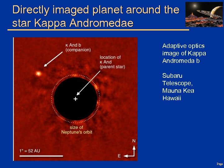 Directly imaged planet around the star Kappa Andromedae Adaptive optics image of Kappa Andromeda