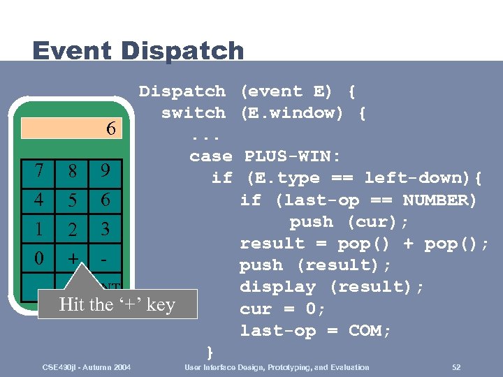 Event Dispatch 7 4 1 0 Dispatch (event E) { switch (E. window) {