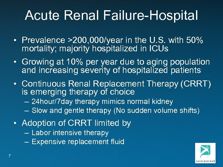Acute Renal Failure-Hospital • Prevalence >200, 000/year in the U. S. with 50% mortality;
