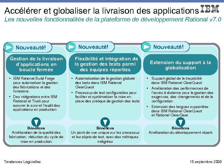 Accélérer et globaliser la livraison des applications Les nouvelles fonctionnalités de la plateforme de