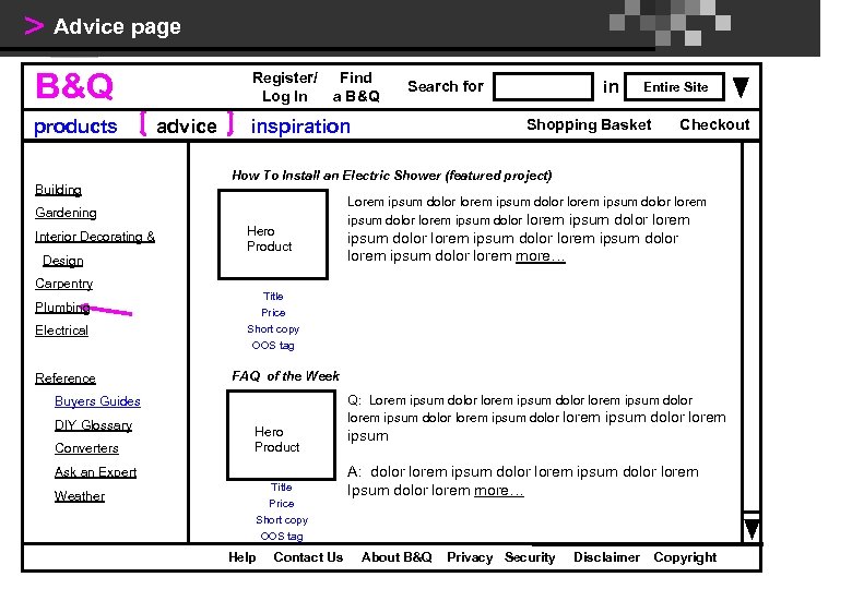 > Advice page B&Q products Building Register/ Log In advice Find a B&Q inspiration