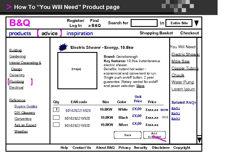 > How To “You Will Need” Product page B&Q products Register/ Log In advice
