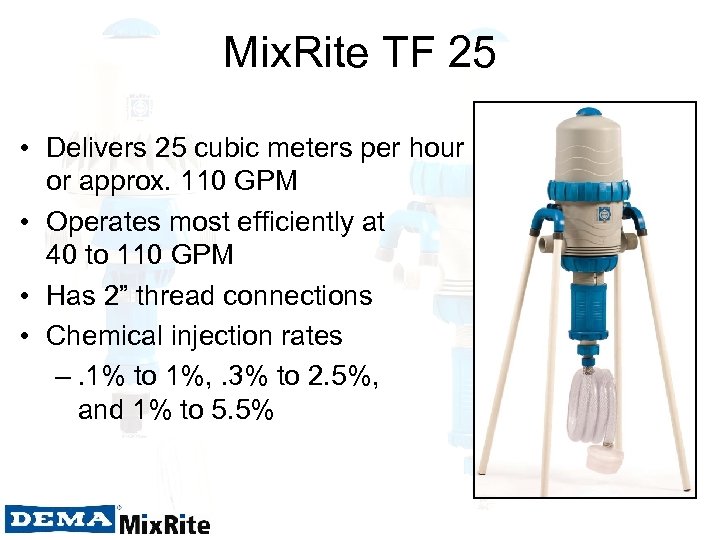 Mix. Rite TF 25 • Delivers 25 cubic meters per hour or approx. 110