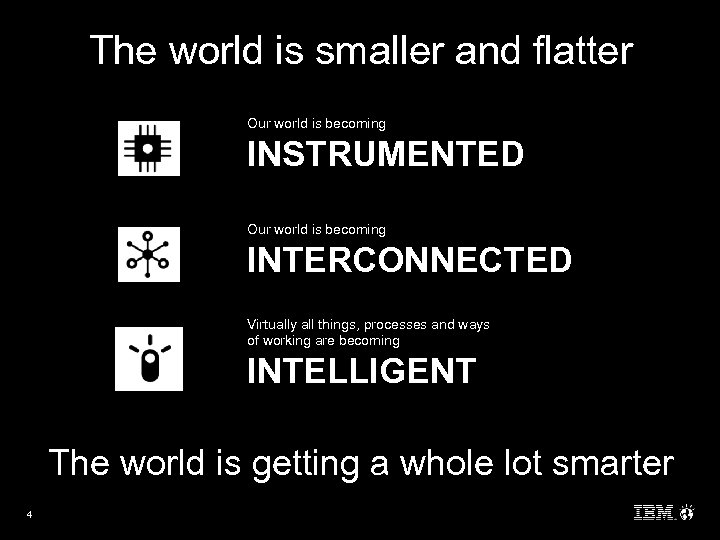 The world is smaller and flatter Our world is becoming INSTRUMENTED Our world is