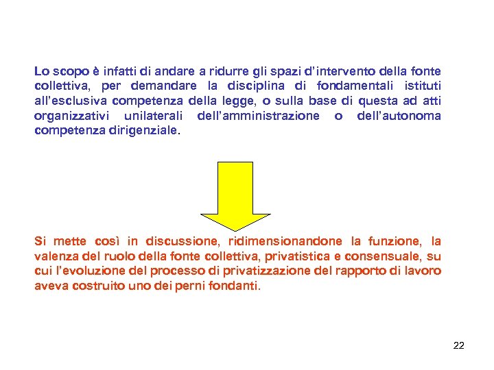 Lo scopo è infatti di andare a ridurre gli spazi d’intervento della fonte collettiva,