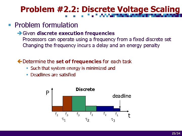 Problem #2. 2: Discrete Voltage Scaling § Problem formulation è Given discrete execution frequencies