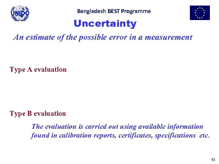 Bangladesh BEST Programme Uncertainty An estimate of the possible error in a measurement Type