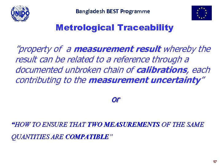 Bangladesh BEST Programme Metrological Traceability ”property of a measurement result whereby the result can