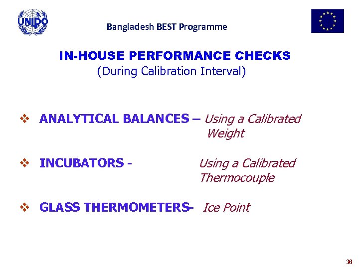 Bangladesh BEST Programme IN-HOUSE PERFORMANCE CHECKS (During Calibration Interval) v ANALYTICAL BALANCES – Using