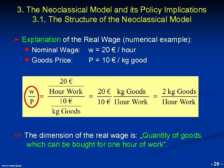 3. The Neoclassical Model and its Policy Implications 3. 1. The Structure of the