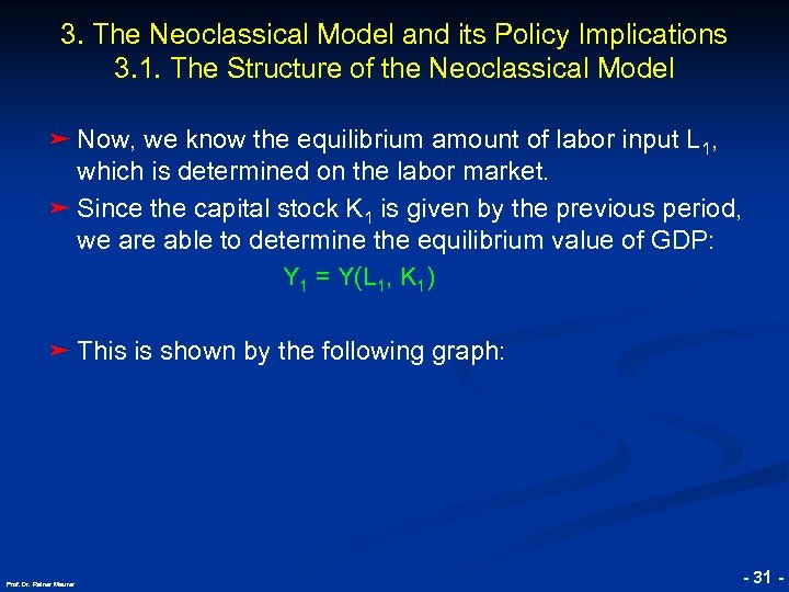 3. The Neoclassical Model and its Policy Implications 3. 1. The Structure of the