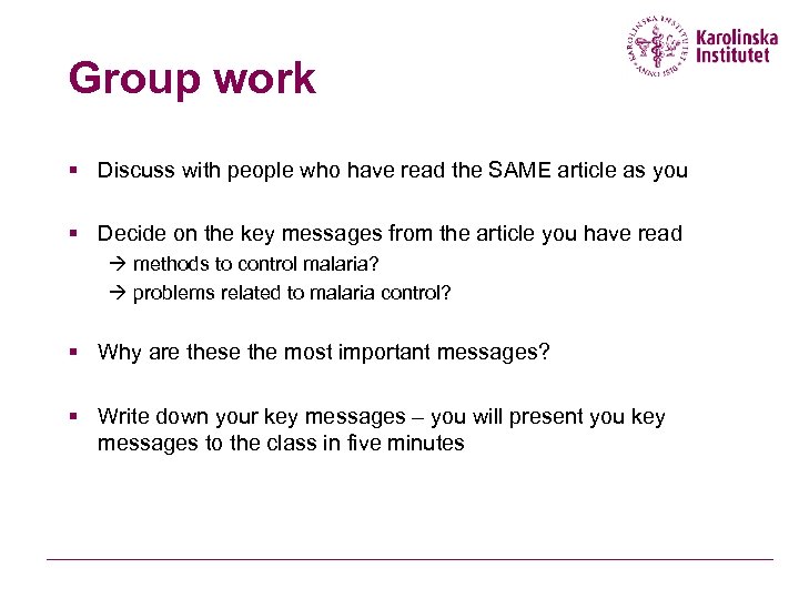 Group work § Discuss with people who have read the SAME article as you