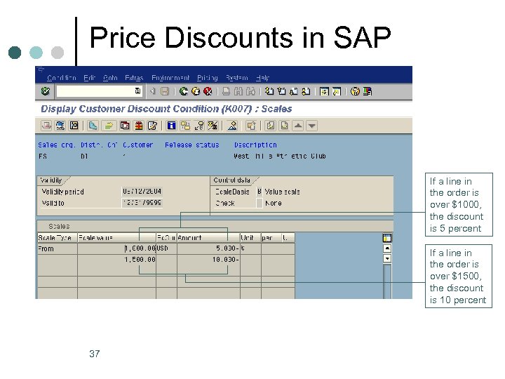 Price Discounts in SAP If a line in the order is over $1000, the