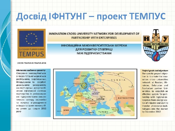 Досвід ІФНТУНГ – проект ТЕМПУС 