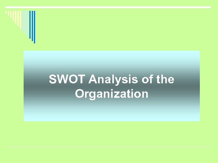 SWOT Analysis of the Organization 