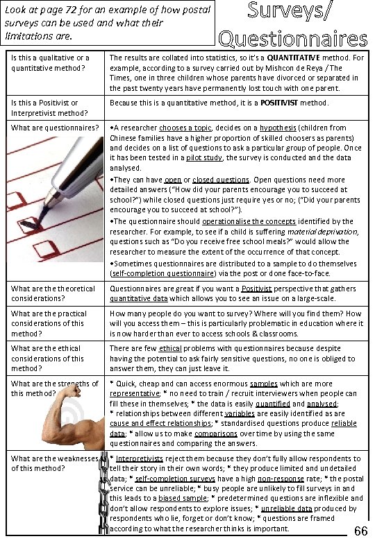 Look at page 72 for an example of how postal surveys can be used