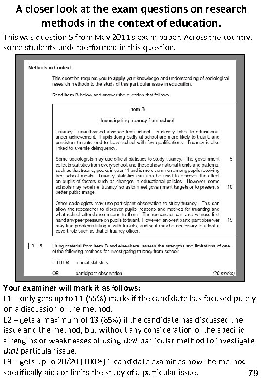 A closer look at the exam questions on research methods in the context of