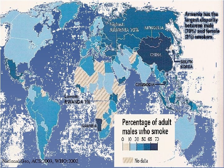 National Geo, ACS: 2003, WHO: 2002 