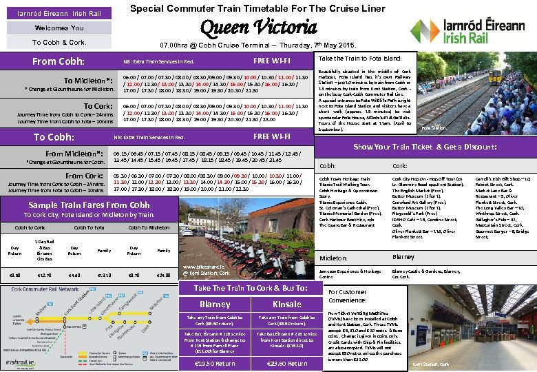 Special Commuter Train Timetable For The Cruise Liner Iarnród Éireann Irish Rail Queen Victoria