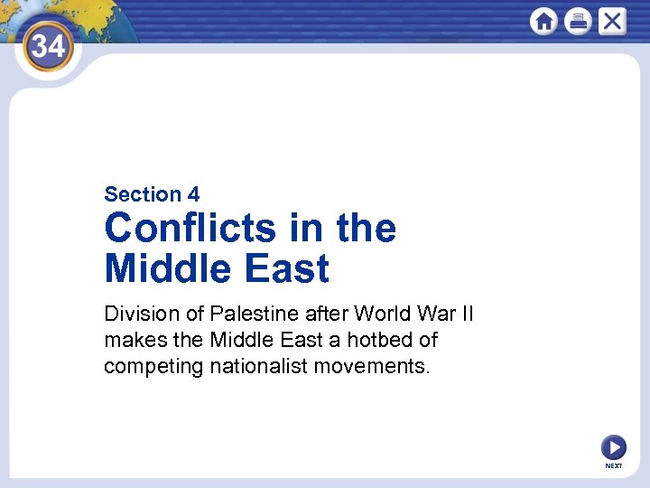 Section 4 Conflicts in the Middle East Division of Palestine after World War II