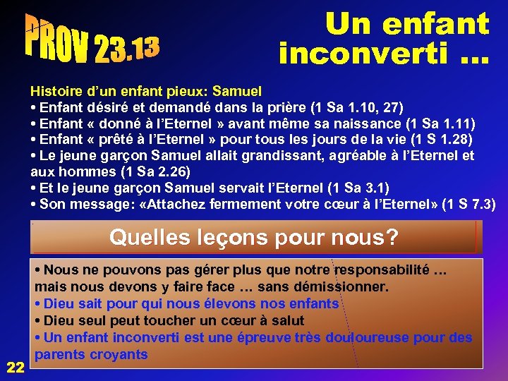 Un enfant inconverti … Histoire d’un enfant pieux: Samuel • Enfant désiré et demandé