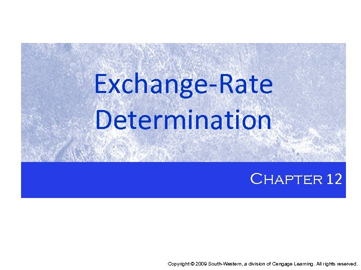 Exchange-Rate Determination Chapter 12 Copyright © 2009 South-Western, a division of Cengage Learning. All