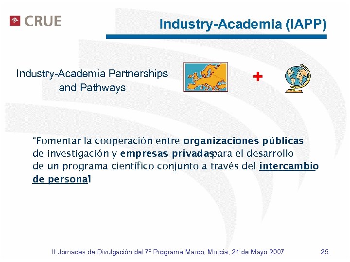 Industry-Academia (IAPP) Industry-Academia Partnerships and Pathways + “Fomentar la cooperación entre organizaciones públicas de