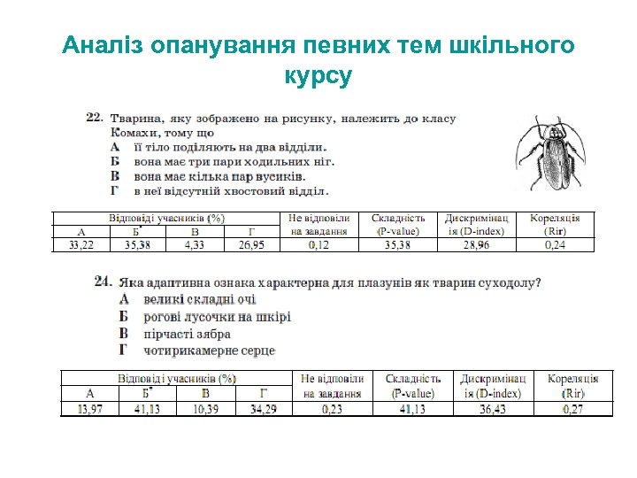 Аналіз опанування певних тем шкільного курсу 