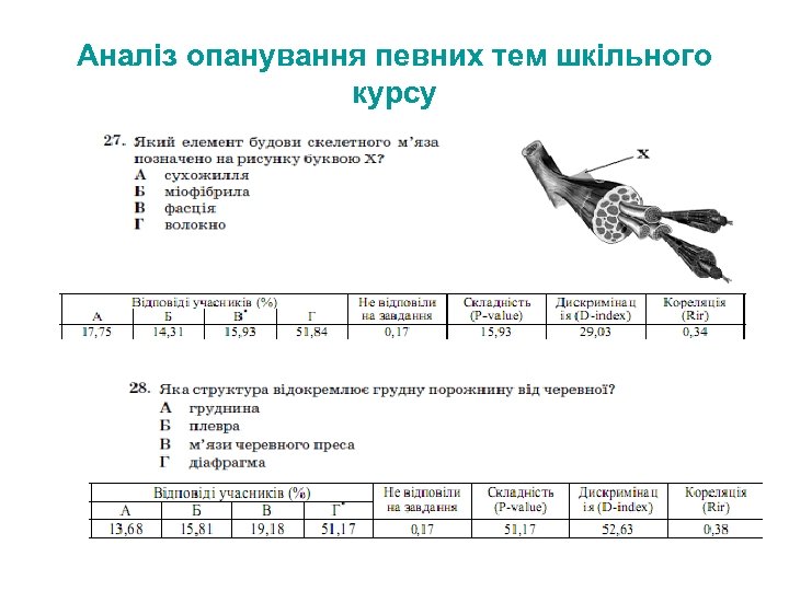 Аналіз опанування певних тем шкільного курсу 