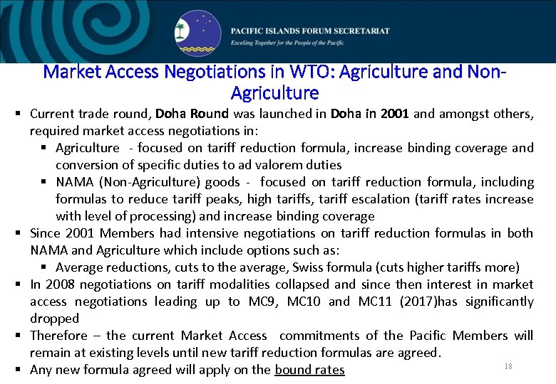 Market Access Negotiations in WTO: Agriculture and Non. Agriculture § Current trade round, Doha