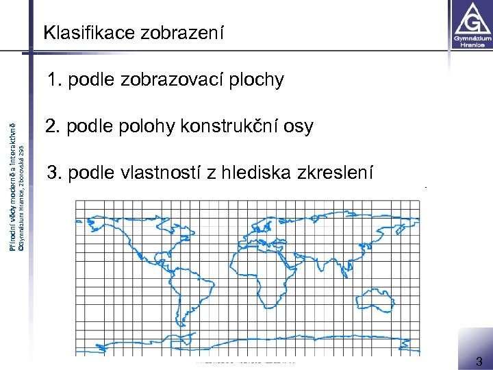 Klasifikace zobrazení ©Gymnázium Hranice, Zborovská 293 Přírodní vědy moderně a interaktivně 1. podle zobrazovací