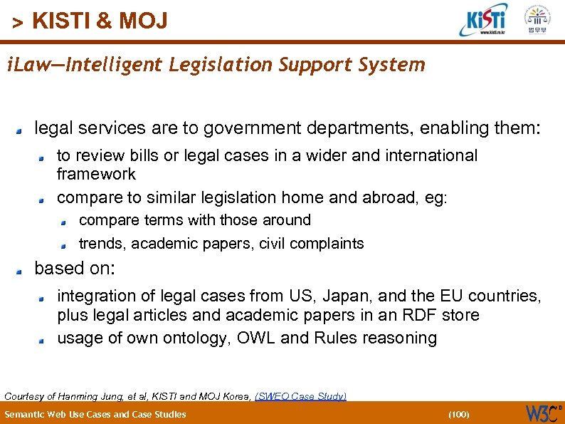 (100) > KISTI & MOJ i. Law—Intelligent Legislation Support System legal services are to