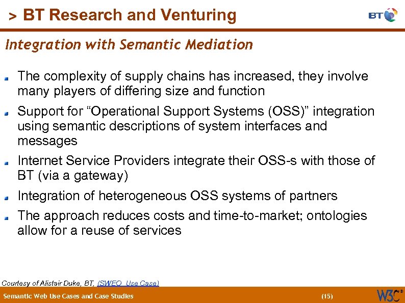 (15) > BT Research and Venturing Integration with Semantic Mediation The complexity of supply