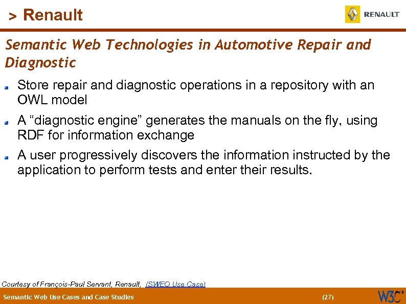 (27) > Renault Semantic Web Technologies in Automotive Repair and Diagnostic Store repair and