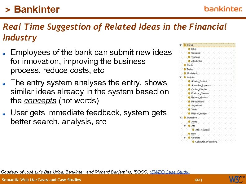(41) > Bankinter Real Time Suggestion of Related Ideas in the Financial Industry Employees