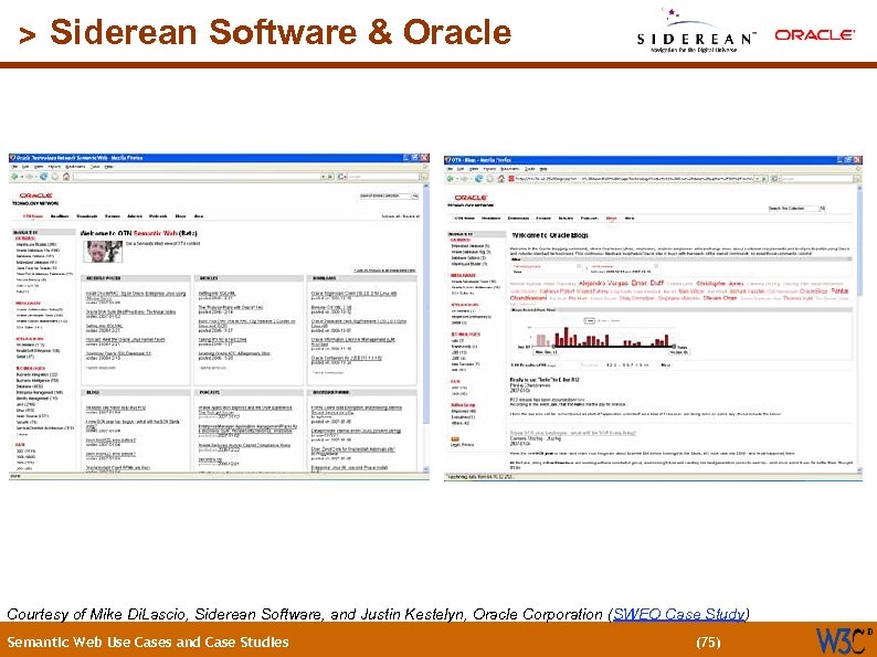 (75) > Siderean Software & Oracle Courtesy of Mike Di. Lascio, Siderean Software, and