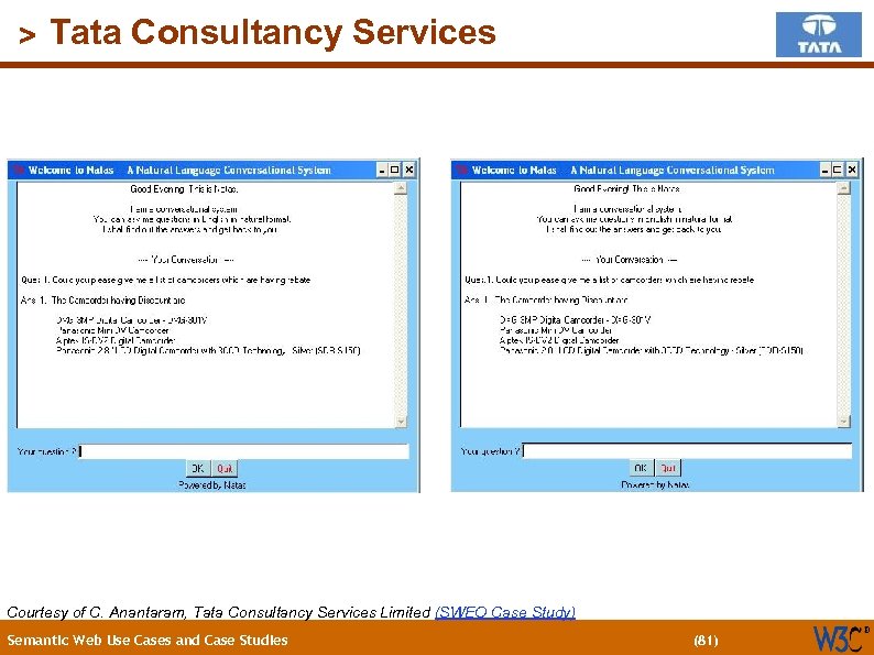 (81) > Tata Consultancy Services Courtesy of C. Anantaram, Tata Consultancy Services Limited (SWEO