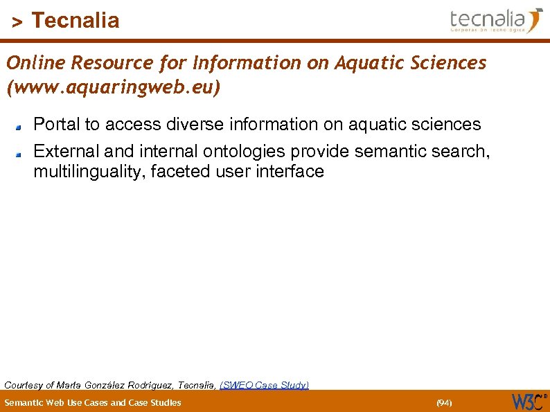 (94) > Tecnalia Online Resource for Information on Aquatic Sciences (www. aquaringweb. eu) Portal