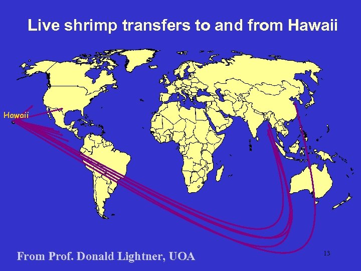 Live shrimp transfers to and from Hawaii From Prof. Donald Lightner, UOA 13 