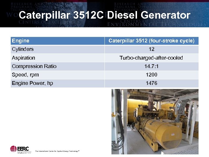 Caterpillar 3512 C Diesel Generator Engine Caterpillar 3512 (four-stroke cycle) Cylinders 12 Aspiration Turbo-charged-after-cooled