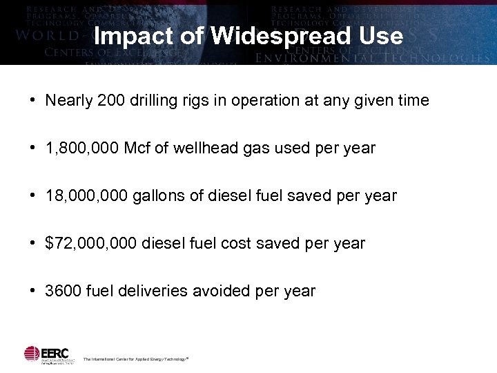Impact of Widespread Use • Nearly 200 drilling rigs in operation at any given