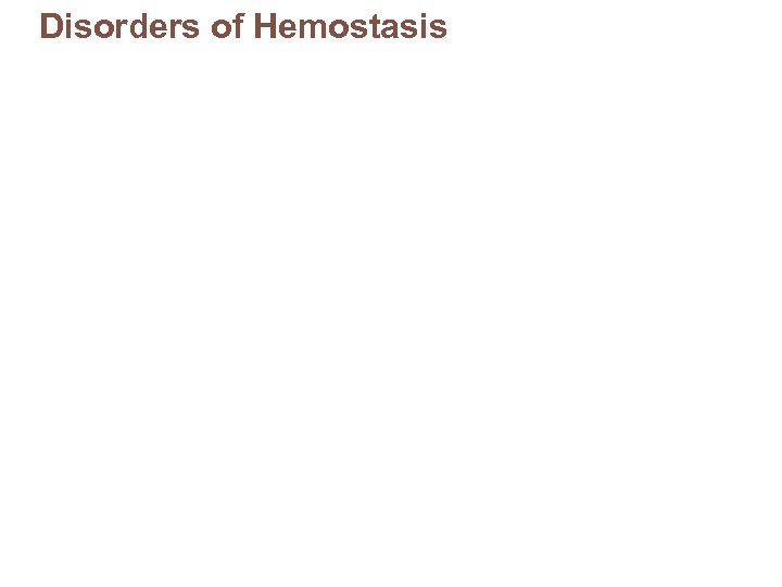 Disorders of Hemostasis 