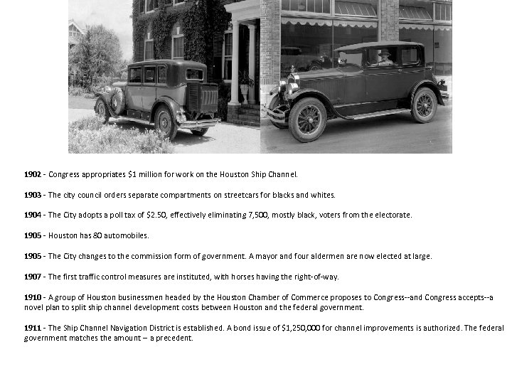 1902 - Congress appropriates $1 million for work on the Houston Ship Channel. 1903