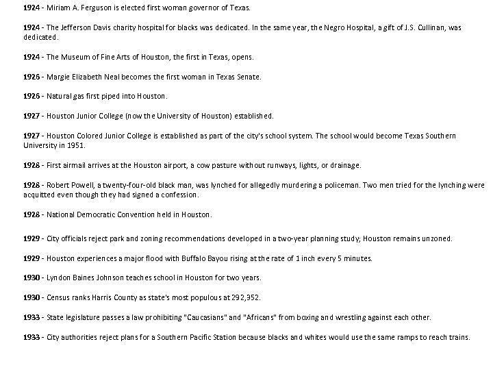 1924 - Miriam A. Ferguson is elected first woman governor of Texas. 1924 -
