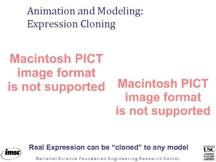 Animation and Modeling: Expression Cloning Real Expression can be “cloned” to any model National
