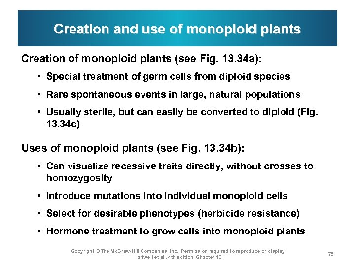 Creation and use of monoploid plants Creation of monoploid plants (see Fig. 13. 34